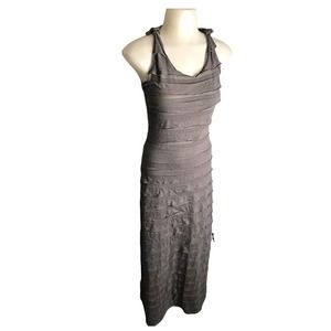 Max Studio | Grey Maxi Dress Sleeveless Tie Strap Tiered dress